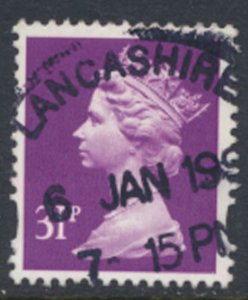 GB  Machin 31p SG Y1695 2 reddish Phosphor bands SC# MH221 Used  1996 details