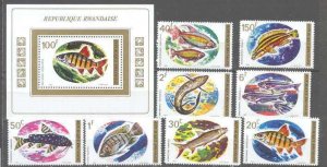 Rwanda 541-49 MNH Fishes SCV17.70