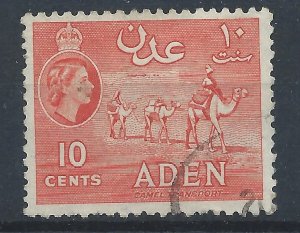 Aden 1953 - QE2 10c orange wmk Mult Script CA - used