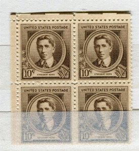 USA; 1940 early Famous Americans fine MINT MNH BLOCK of 10c. value