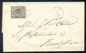 ITALIAN STATES - ROMAN STATES 1864, 2baj (Scott #3) on cover VF, Scott $210.00