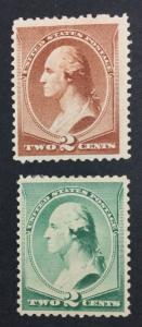 US #210,213 MINT OG H $90 LOT #5391