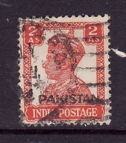 Pakistan-Sc#6-used 2a scarlet KGVI-1947-