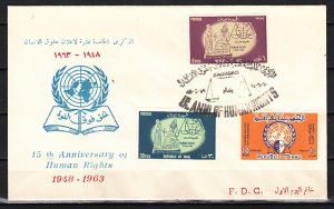 Iraq, Scott cat. 344-346. Human Rights issue. First day cover. ^