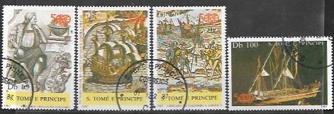 St Thomas & Prince # 884 - 886 & B153 Ships of Columbus