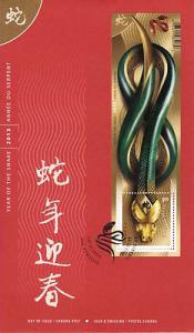 Canada - Year of the Snake Chinese Zodiac S/S (2013) FDC