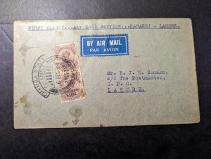 1934 India Airmail First Flight Cover FFC Chamba State to Lahore Karachi