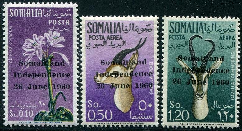 HERRICKSTAMP SOMALIA Sc.# 242, C68-69 1960 Overprints Mint NH