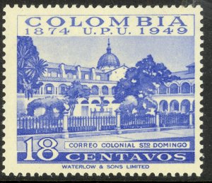 COLOMBIA 1950 18c POST FIICE UPU Anniversary Issue Sc 586 MNH