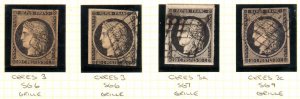 France #3 USED imperf (4 varieties) C$450.00 +++