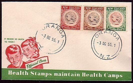 NEW ZEALAND 1955 Health commem FDC - ORANGA cds........................37479