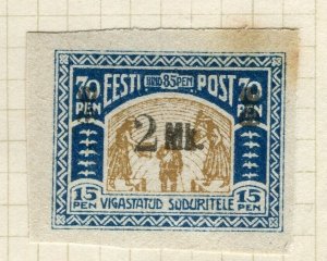 ESTONIA; 1920 early local Provisional surcharged issue Mint hinged 2Mk. value