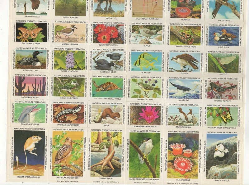 USA - National Wildlife Conservation Stamps 1977 Full Sheet of 36 - MNH