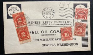 1941 Everett WA USA Business Reply Envelope Cover To Hell Oil Company Seattle