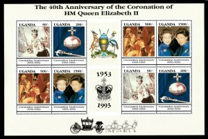 Uganda 1993 - QUEEN ELIZABETH II CORONATION - Sheet of 8 (Scott #1137) - MNH