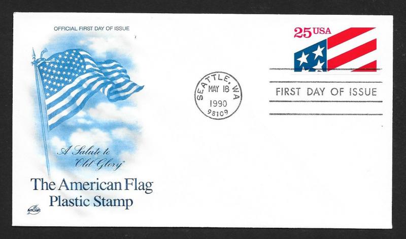 UNITED STATES FDC 25¢ Flag 1990 ArtCraft