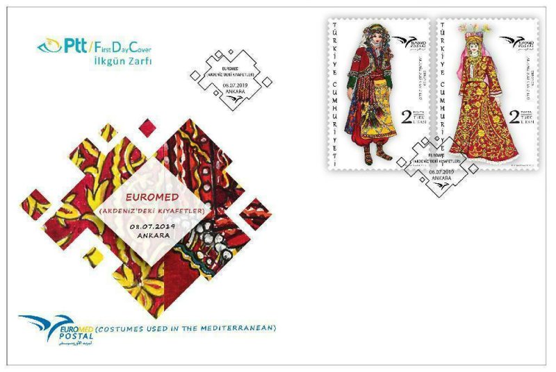 TURKEY / 2019 - (FDC) EUROMED (MEDITERRANEAN COSTUMES), MNH, Mi: 4530/4531 