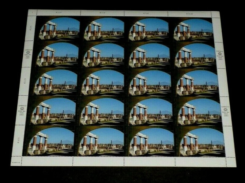 U.N. 2002, VIENNA #322, WORLD HERITAGE ITALY, SHEET/20, MNH, NICE! LQQK!