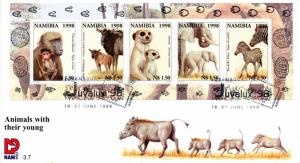 Namibia - 1998 Animals with their Young FDC SG MS807