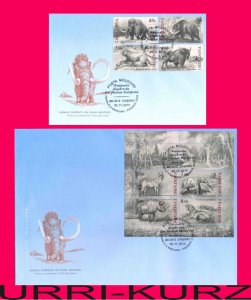 MOLDOVA 2010 Ancient Prehistoric Fauna Lost Animals Mammoth 719-722,Bl.52 FDC