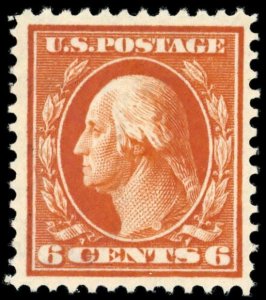 US #336 6c GW orange VF+ VLH