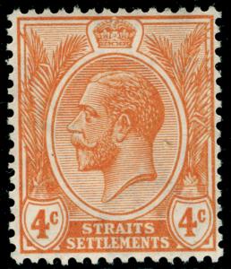 MALAYSIA - Staits Settlements SG224, 4c orange, LH MINT. WMK SCRIPT.