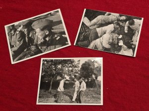 WEHRMACHT SOLDIERS IN THE FIELD WARTIME MILITARY PHOTO lot x 3 WW2 WWII German
