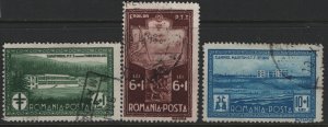 ROMANIA, B37-B39, (3) SET,  USED, 1932 Tuberculosis sanatorium, memorial tablet