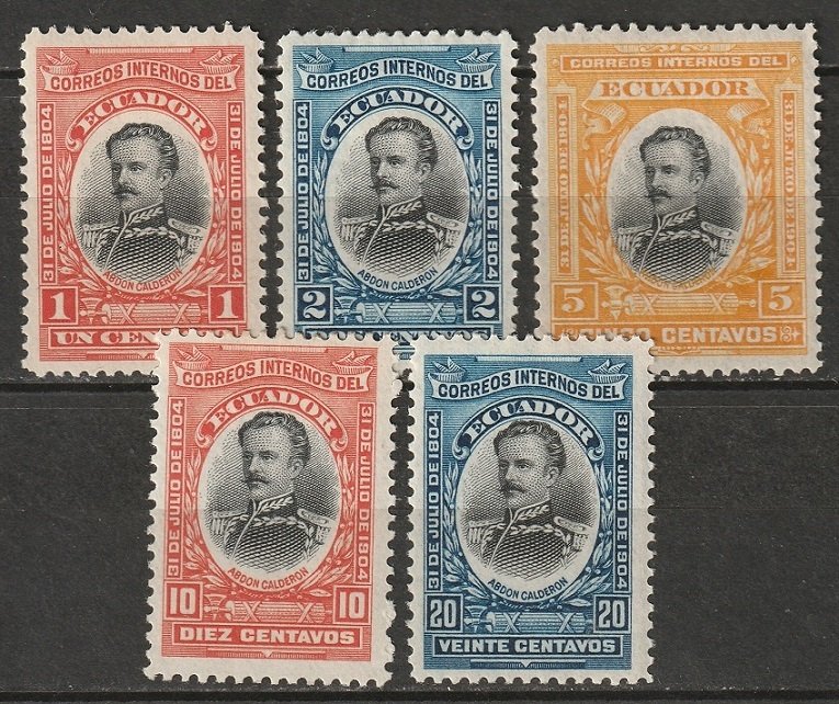 Ecuador 1904 Sc 160-4 partial set MH* (161 disturbed gum)