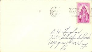 US SLOGAN CANCEL COVER CENTENNIAL MOREHEAD CITY NORTH CAROLINA 1957