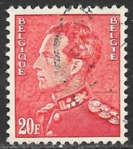 BELGIUM 1936-51 20fr Perf. 11 1/2 King Leopold III Portrait Issue Sc 308 VFU