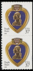 US 3784 Purple Heart 37c vert pair MNH 2003