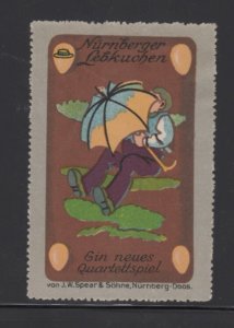 German Toy Advertising Stamp- JW Spear, Nürnberger Gingerbread - Umbrella