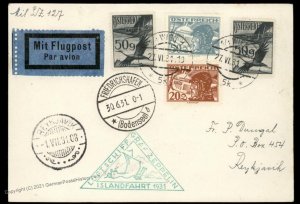 Austria Germany 1931 Graf Zeppelin Si113 Islandfahrt Iceland Cover 99806