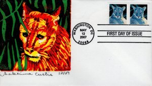 Sabrina Curtis Reductive Cut FDC for the 2007 26c Florida Panther Wildlife Stamp
