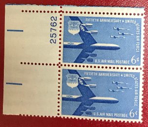 1957 USA Scott C49 MNH Plate Pair 50th Anniversary US Airforce Lot 931