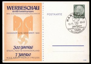 Germany 1940 HANNOVER Stamp Show Private Postal Card Cover Advertising Ev G99259