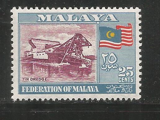 MALAYA  82  MNH,  TIN DREDGE AND FLAG
