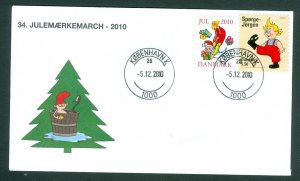 Denmark Cover. 2010. Copenha.“Christm. Seal Walk # 34. Sc# 1482.Santa With Gift