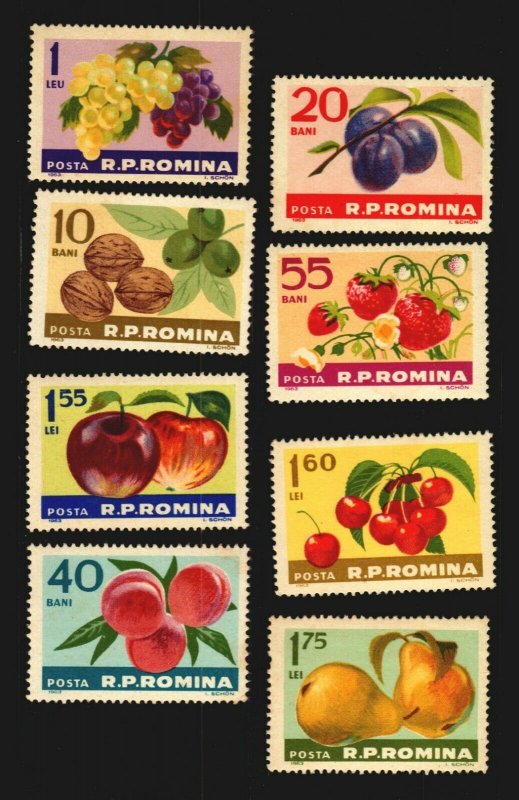 Romania fruits apple nugget olive grape plum pea strawberry MNH complete cv$12