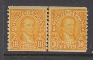 #603 10c Monroe Coil Line Pair (Mint NEVER Hinged) cv$50.00