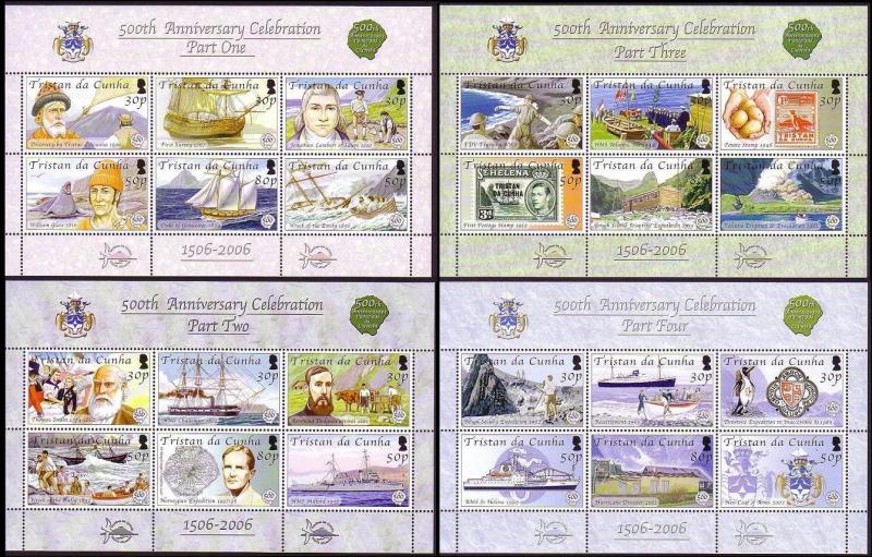 Tristan da Cunha Quincentenary 4 Sheetlets SG#MS849+MS865