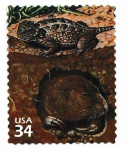 US 3506h Great Plains Prairie Lizard Gopher 34c single MNH 2001