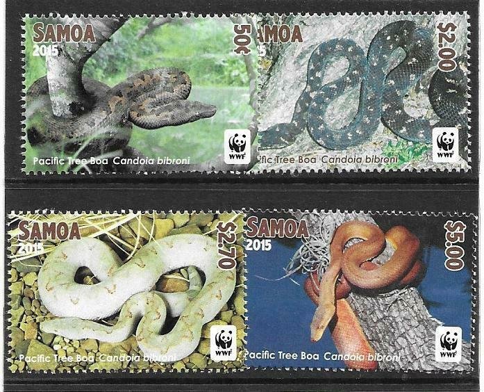 2015   SAMOA  -  SG.  1321 / 1324  -  PACIFIC TREE BOA  -  WWF  -  MNH