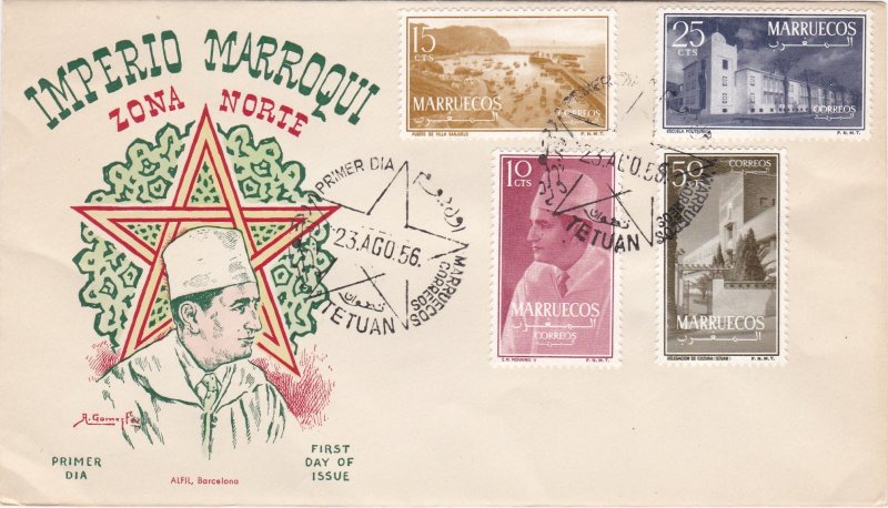 Morocco - Northern Zone # 1-4, Views, First Day Cover