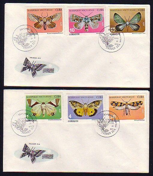 Cuba, Scott cat. 2256-2261. Moths on 2 First day covers. ^