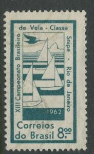 Brazil - Scott 941 - Sailboats - 1962 - Used- Single 8cr Stamp