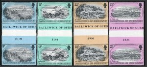 Guernsey 236-239 gutter,MNH.Michel 241-244. 19th Century Prints,1982.Jethou,Port