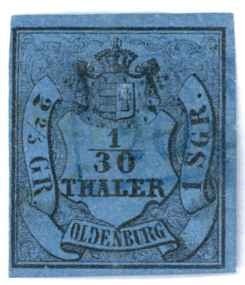 Germany Oldenburg Sc# 1 Used (b) 1852-1855 1/30th Coat of Arms