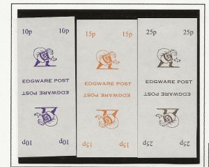 Cinderella GB 1971 Postal Strike, Edgeware Post set of 3 tete-beche pairs  MNH